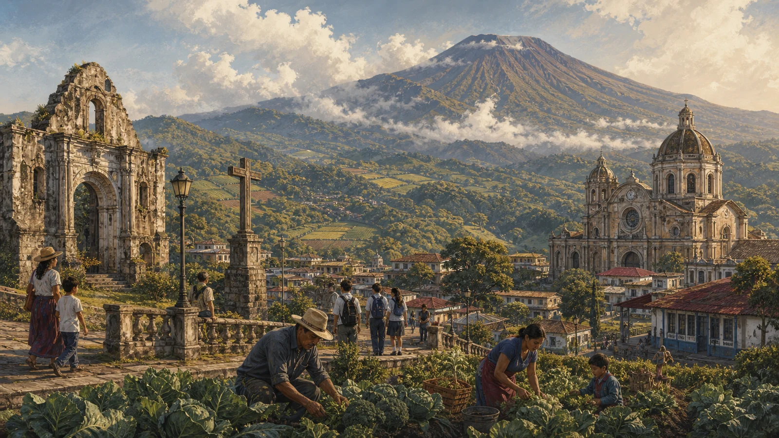 Ilustración editorial de Jiménez, cantón de la provincia de Cartago, Costa Rica.