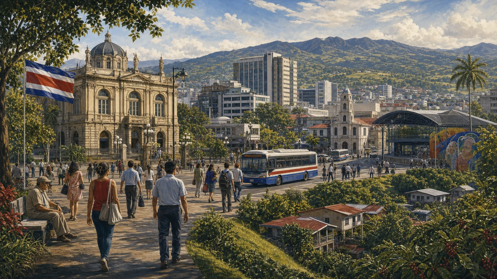 Ilustración editorial de la provincia de San José, Costa Rica.